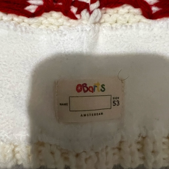 Obermeyer Red and White Knit Pom-Pom Hat - Picture 5 of 6